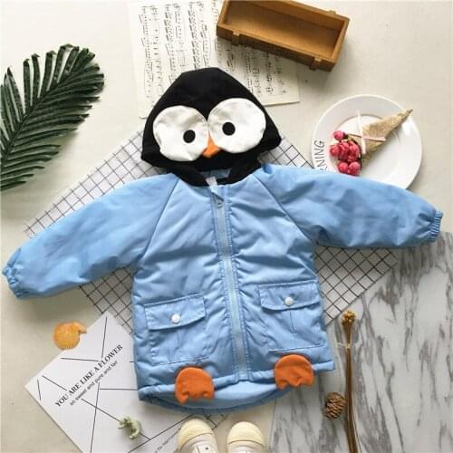 Tonytaobaby Winter New Style Baby Stereo Penguin Plus Thick Cotton Coat Plus Cotton Overcoat