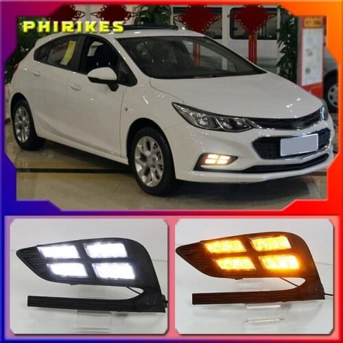 For Chevrolet Cruze 2016 2017 2018 Daytime Running Light fog lamp LED DRL front bumper lamp with Yellow turn signal lamp