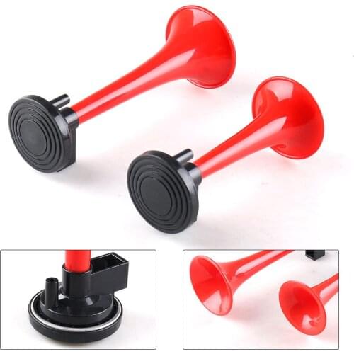 115dB 12V Dual Trumpet Air Horn - Quality Red / Black Super Loud Powerful Train Sound Shiny Dual Car Van Truck Boat Air Horn