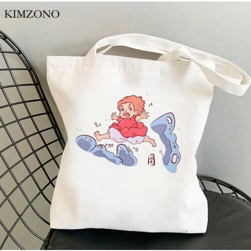 Ponyo on the Cliff Studio Ghibli shopping bag eco reusable jute bag grocery bolsa shopper bag sac cabas sac toile