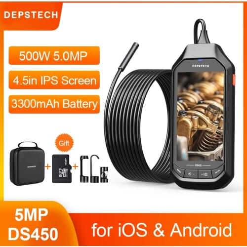 4.5in IPS Screen Digital Endoscope 2MP 5MP Wireless Industrial Borescope Waterproof Pipe Inspection Mini Camera 3300mAh Battery