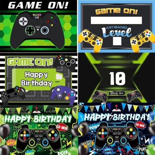 Birthday Party Backdrop Video Game On Themed Background Photo Studio Photography Background Dessert Table Wall Decors Banner