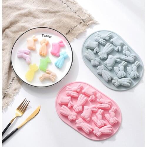 11 even rabbit silicone mold Carrot Chocolate Candy Pudding Ice Cube Easter Baking Mold Kitchenware Cake Tools