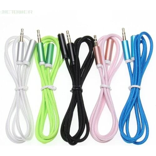 50pcs/lot 3.5mm Jack male TO 3.5mm Female braid Aux Extension Cable Audio Cable Headphone Extension Cable Cord for Computer