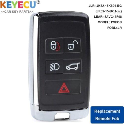 KEYECU Smart Remote Control Car Key for Land Rover Velar Range Discovery 2017-2020, Fob 5 Button - 434MHz - MODEL: PSFOB FOBL4LR