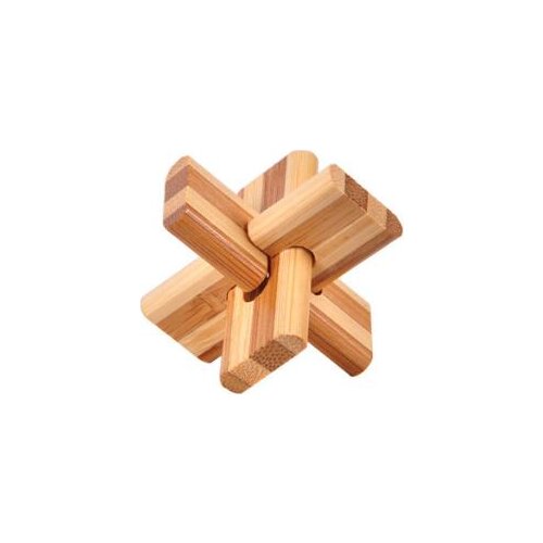 Classic IQ Bamboo Cross Burr Puzzle Game Size 4.5*4.5 CM