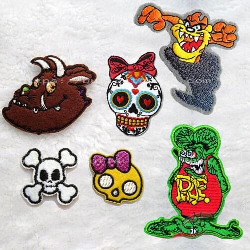 Skull Band Monster Embroidered Adhesive Cloth A207 Bowknot Pattern Clothes Sticker Decorative Patch Accessories Applique