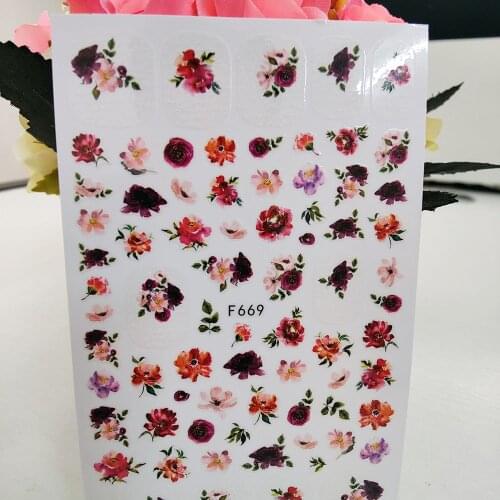 Beautiful Watercolor Rose Flowers 3D Stickers For Nails Summer Nail Art Decorations Adhesive Decals Foil Manicure Accessories