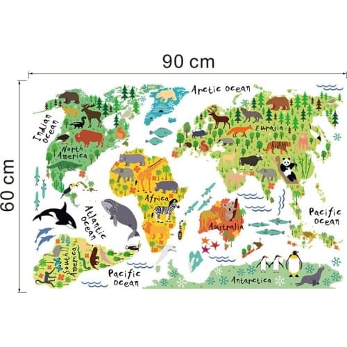 Colorful World map kids room decor Wall sticker wall decals Nursery Educational decor 60cmx90cm Versatility
