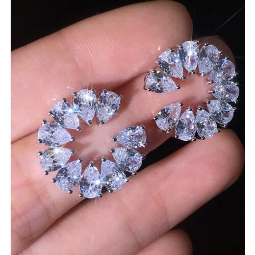 Best Selling Korean Fashion CC Shape Womens Earrings Bridesmaid Gift Bead Jewelry Shiny Zircon Prom Party Gift Accessories 2020