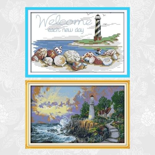 Lighthouse Chinese Cross Stitch Kits Counted Printed On Canvas DMC 14CT 11CT Embroidery DIY Handwork Needlework Sets