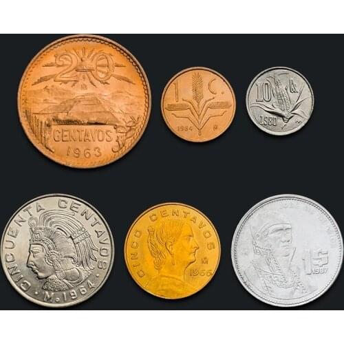 Mexico 6 Coin Set 100% Real Original Coins Genuine Issuing Collection Coins Unc