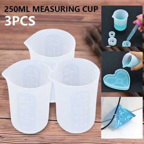 3Pcs 250ML Silicone Resin Measuring Cups With Clear Scales Silicone Resin Glue Mold DIY Craft Measuring Tool Jewelry Making