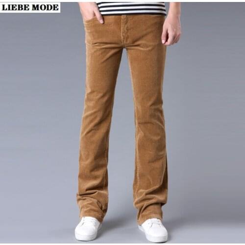 Mens Red Purple Brown Khaki White Flared Corduroy Trousers Men Spring 2021 Mens Slim Fit Straight Leg Flare Pants Plus Size