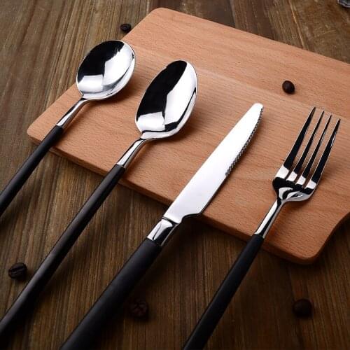 Black handle steak knife and fork set western cutlery knife and fork spoon three sets of high-grade knife and fork western cutle