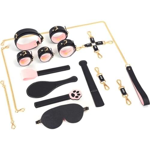 Slave Genuine Leather BDSM Sex Toys Kits Bondage Handcuffs Ankle Cuff Hog Tie Restraints Set for Couples Roleplay Adult Games