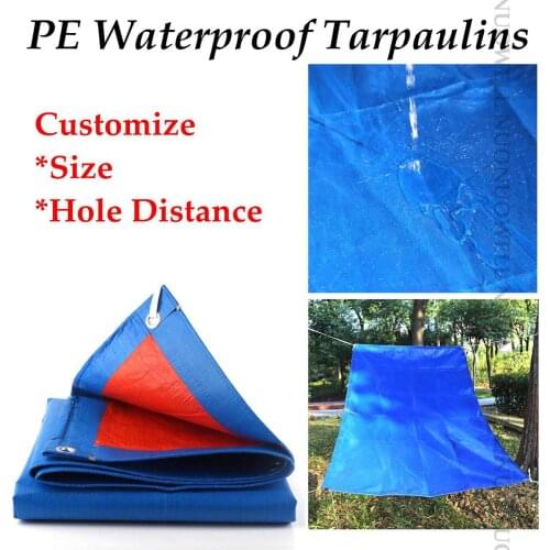 Customize Size 0.32mm PE Rainproof Cloth Tarpaulin Sunshade Tarp Waterproof Double Side Lightweight Tarp UlV-Proof Sliver Layer