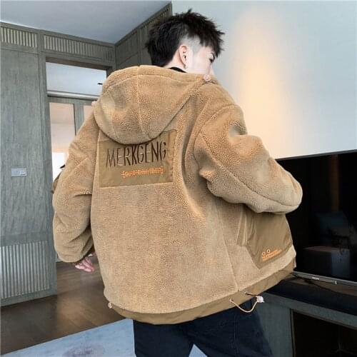 2021 New Korean Style Coat In Autumn And Winter Adding Plush Jacket For Mens Wear Thickening Cotton-Padded Clothe Leisure