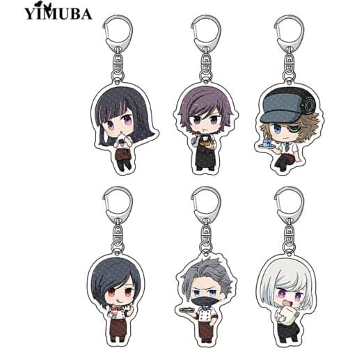 Newly Anime Akudama Drive Keychain Kawaii Cartoon Printed Acrylic Delicacy Bag Pendant Decoration Cosplay Props Keyring Llaveros