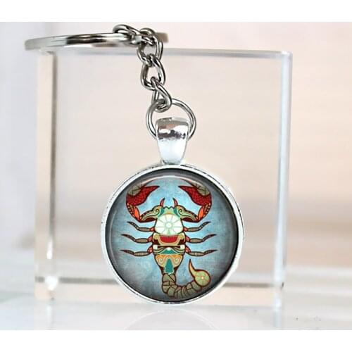 New Star Zodiac Sign 12 Constellation Car Keychain & Women Men Pendants key chain Lovers Car Keyring Scorpion Astrology Pendant