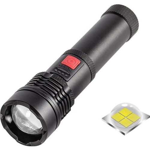 New Xhp50 Strong Light Small Flashlight USB Rechargeable Smart Electric Display Outdoor Waterproof Zoom LED Flashlight