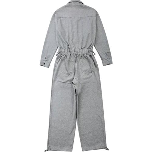 Overoles de primavera para hombre y mujer, monos para mujer de manga larga con solapa, sólidos, sueltos, con lazo recto, pantalo