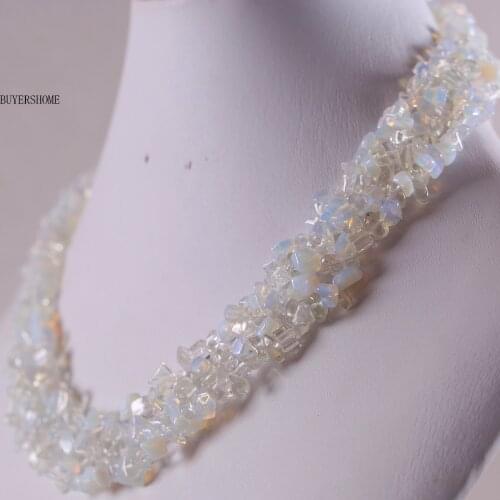 4-8MM White Opal Necklace Natural Stone Chip Beads Necklace For Women Jewelry Gift Wholesale/Dropshipping E050