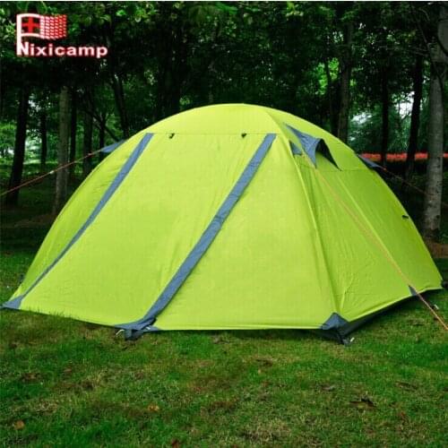 Waterproof 7000mm 3-4 people camping tent outdoor aluminum pole windproof double layer folding beach camping tent against storm