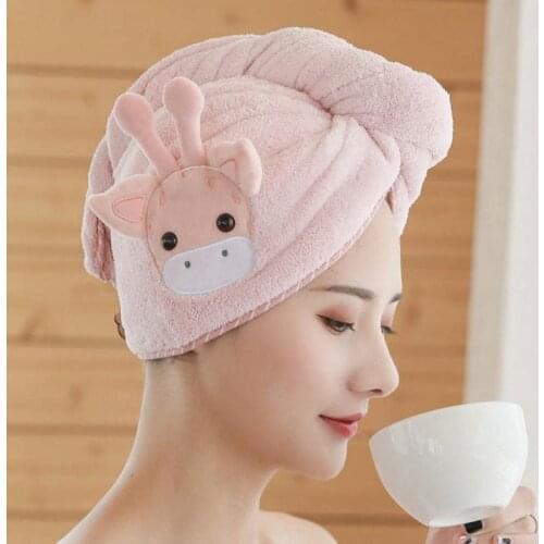 Coral Velvet After Shower Hair Drying Wrap Womens Girls Ladys Towel Quick Dry Cute Hair Hat Cap Turban Head Wrap Bathing Tools