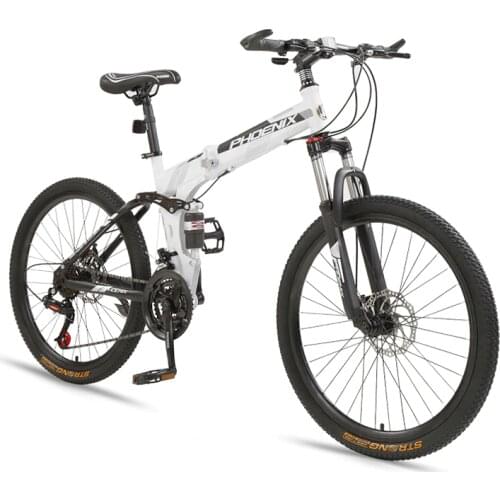 Mountain bike commuter folding mens and womens variable speed double disc brake shock absorption integrated wheel cross countr