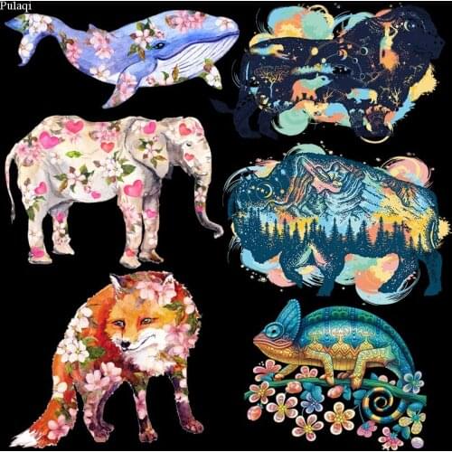 Pulaqi Horse Flower Patch Lion King Star Space Applique Iron On Transfers For Clothing Animal Flower Thermal Stickers On Clothes