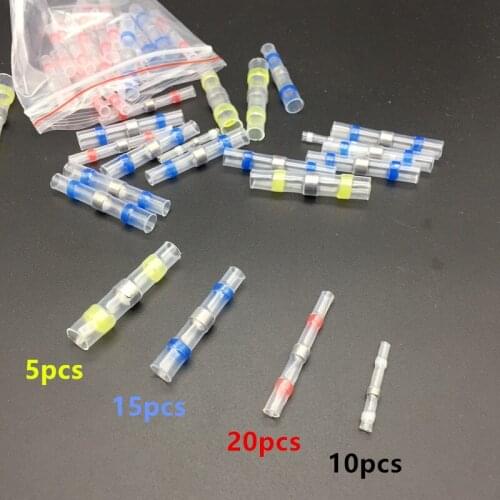50Pcs Heat Shrink Wire Connectors Solder Sleeves Waterproof Fast Butt Terminals Terminator Electrical Electrician