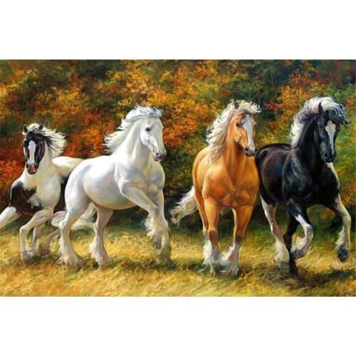 Animal Horse Printed Fabric 11CT Cross-Stitch DIY Embroidery Kit DMC Threads Handicraft Handmade Handiwork Sewing Needle