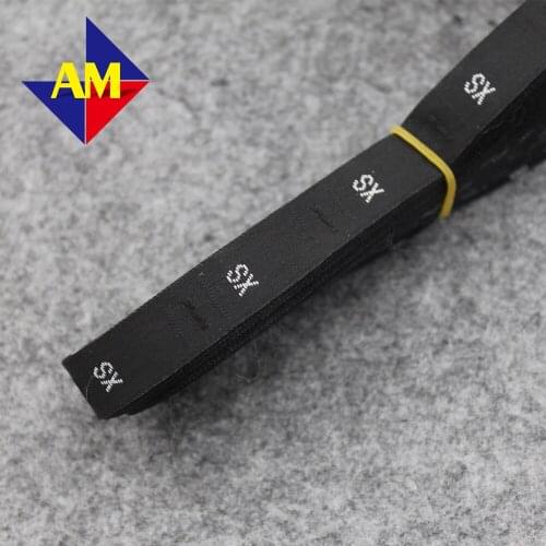 Woven Size Labels For Clothes Rolled Customized Black Woven Size Number Tags Number Clothing Label Garment Care Tags S/M/L Size
