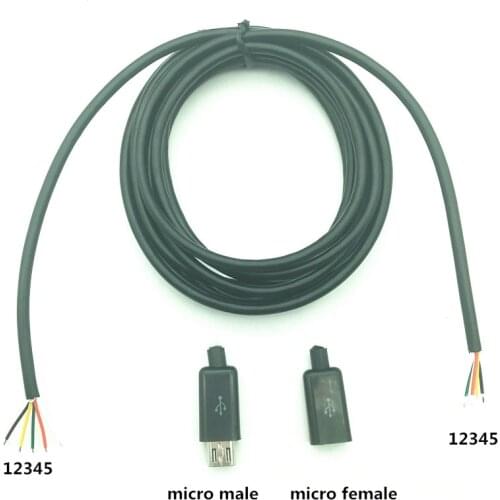 Micro USB 2.0 B 5pin Male to Female M/F Extension Connector DIY 5 core cable for USB Mouse Keyboard data cable Welding assembly
