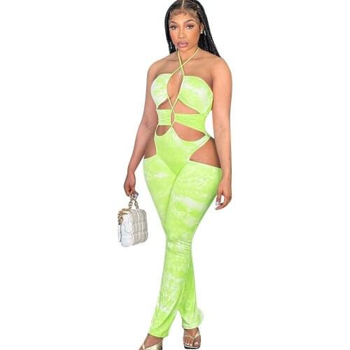 VAZN 2021 Print Street Stlye Soft Elastic Young Sexy Daily Simple Fashion Sleeveless High Waist Skinny Playsuits