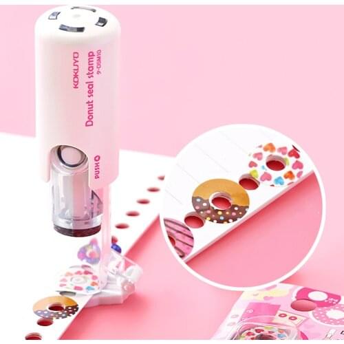 Japan KOKUYO Loose-leaf Punch Protection Reinforcement Envelope Sticker Creative Diary Photo Album Decoration Donut Seal Stamp