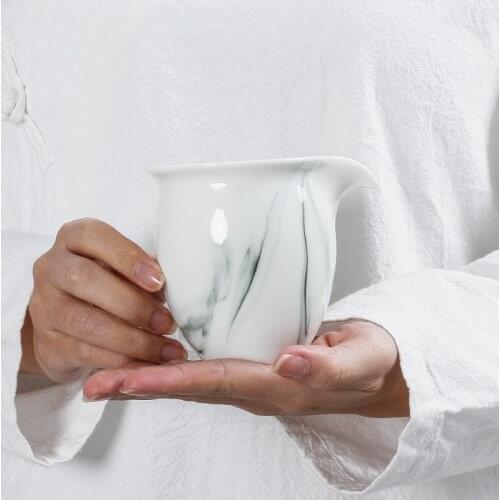 Japanese Ceramic Ink Painting Pitcher Kung Fu Tea Utensils Tea Pot Tea Serving Pot Tea Cup White Cup-Dividing gong dao bei