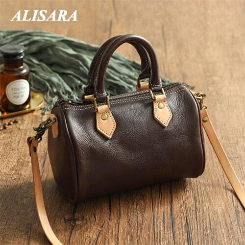 Bag for women original design, versatile with clothes,Shoulder bag small brown,Bucket shell pillow shape, Japanese popular style
