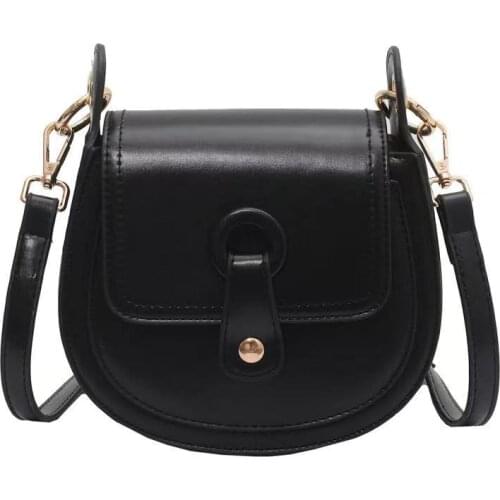 Pu Leather Women Saddle Bag 2021 New Fashion Solid Color Crossbody Bags For Ladies Large Capacity One Shoulder Bag