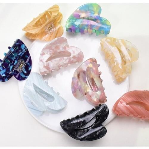 Acetate Crooked Heart Shaped Hair Claws for Women Housewife Glazed Chic Hair Clamps Barrettes High Quality Hair Accessories Gift