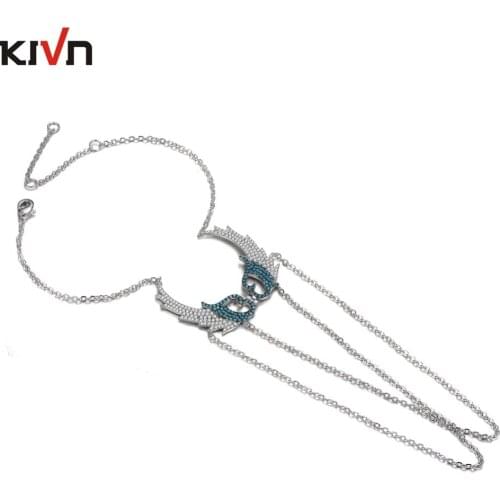 Womens Fashion Jewelry Angel Wing Cubic Zirconia Body Chain Slave Hand Bridal Wedding Wrist Bracelets for Girls Birthday Gifts