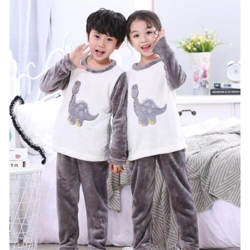 Winter Children Fleece Pajamas Warm Flannel Sleepwear Girls Loungewear Coral Fleece Kids pijamas Homewear Boys Nightwear Pyjama