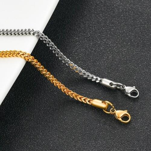 Width 3mm Stainless Steel Gold/Silver Square Chain Popular Fashion Womens and Mens Accessories Jewelry Gifts