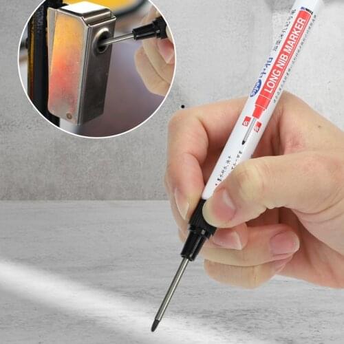 3 COLOR Deep Hole Pen Deep Drill Hole Long Nib Carpenter Pen for Bathroom Woodworking Hardware Red, Black, BlUE, 1 PC