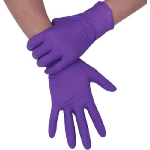 10-100 pcs purple Nitrile Disposable Gloves Wear Resistance Chemical Laboratory Electronics Food Work Gloves