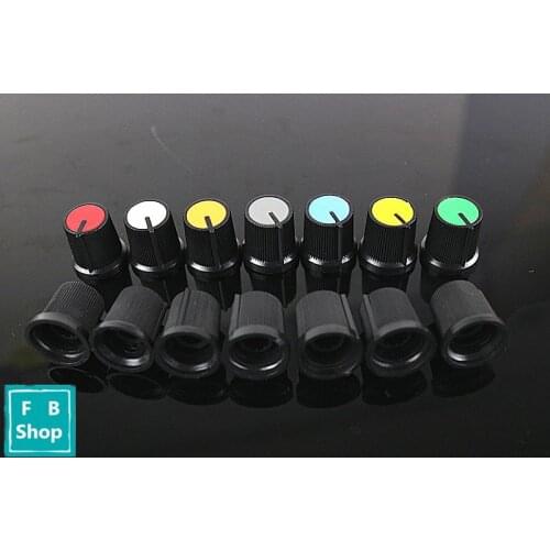 10PCS/LOT 6mm Shaft Hole Dia Plastic Threaded Knurled Potentiometer Knobs Caps