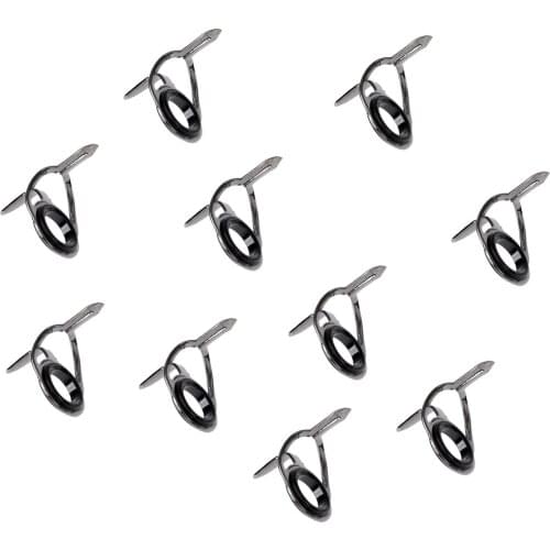 10Pcs Stainless Steel Fishing Rod Guide Tip Repair Kit Eye Rings Tangle Free 6# 8# 10# 12# 16# 20# 25# 30