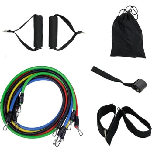 11Pcs/Set Resistance Bands Yoga Fitness Rubber Tubes Expander Band Stretch Training Home Gyms Exercise Workout Elastic Pull Rope