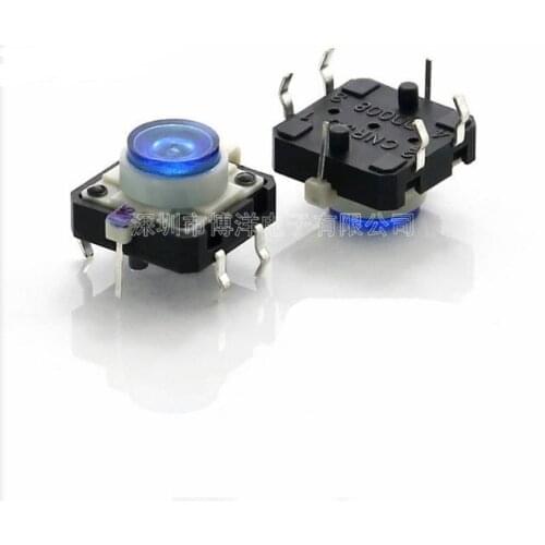 12*12*7MM With lamp switch YT2123 2PIN 12X12 Light touch switch LED Key switch 12X12X7MM blue